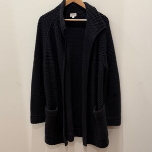 TSE Black Textured Open-Front Cashmere Cardigan